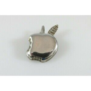 Taxco Apple Pendant Brooch 925 Sterling Silver Unique School Teacher Jewelry